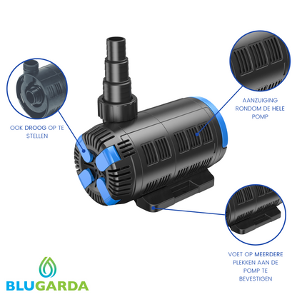 BluFlow 8,000 - Adjustable Pond Pump - 18-80 watts - Incl. Controller