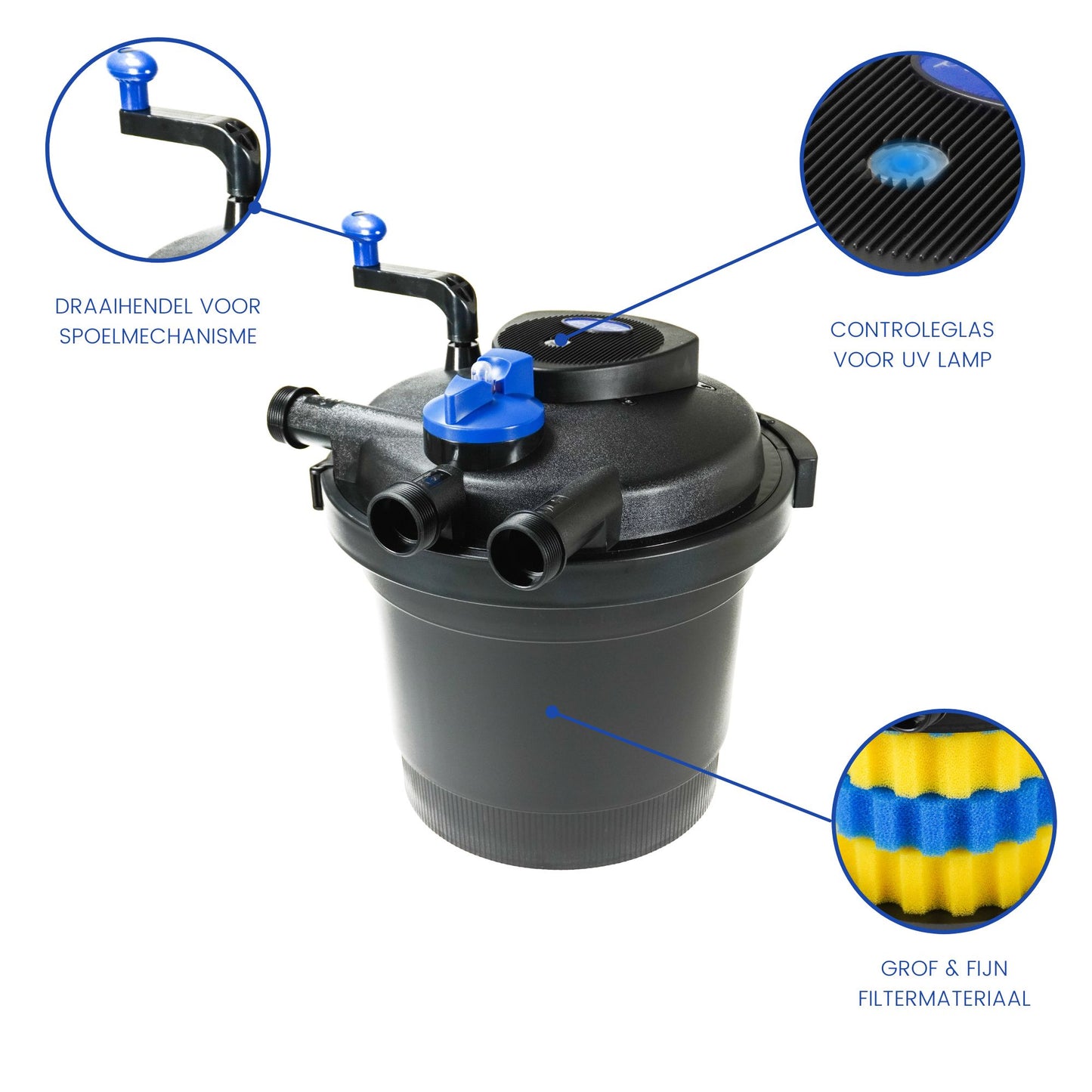 BluPressure 6,000 - Pressure filter with 11W UV-c - Incl. backwash